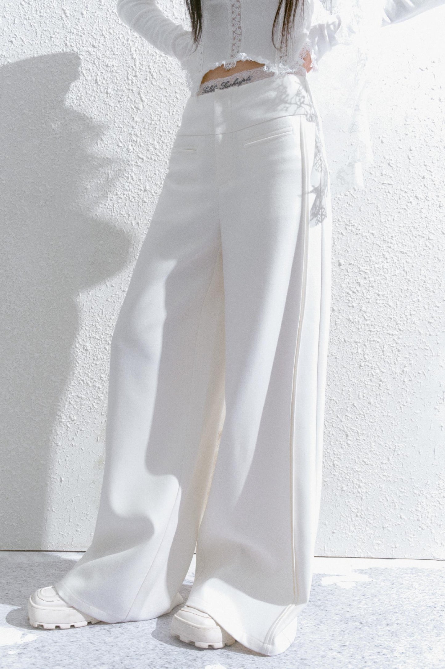 Casual Pleated Boot-Cut Pants