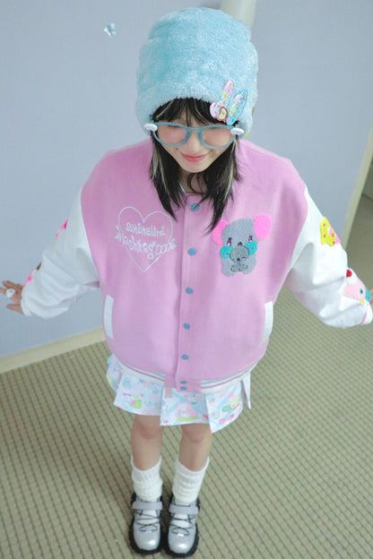 Pink Cotton Baseball Shirt Jacket