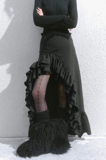 Vintage Lace Multi-Layer Pleated Skirt