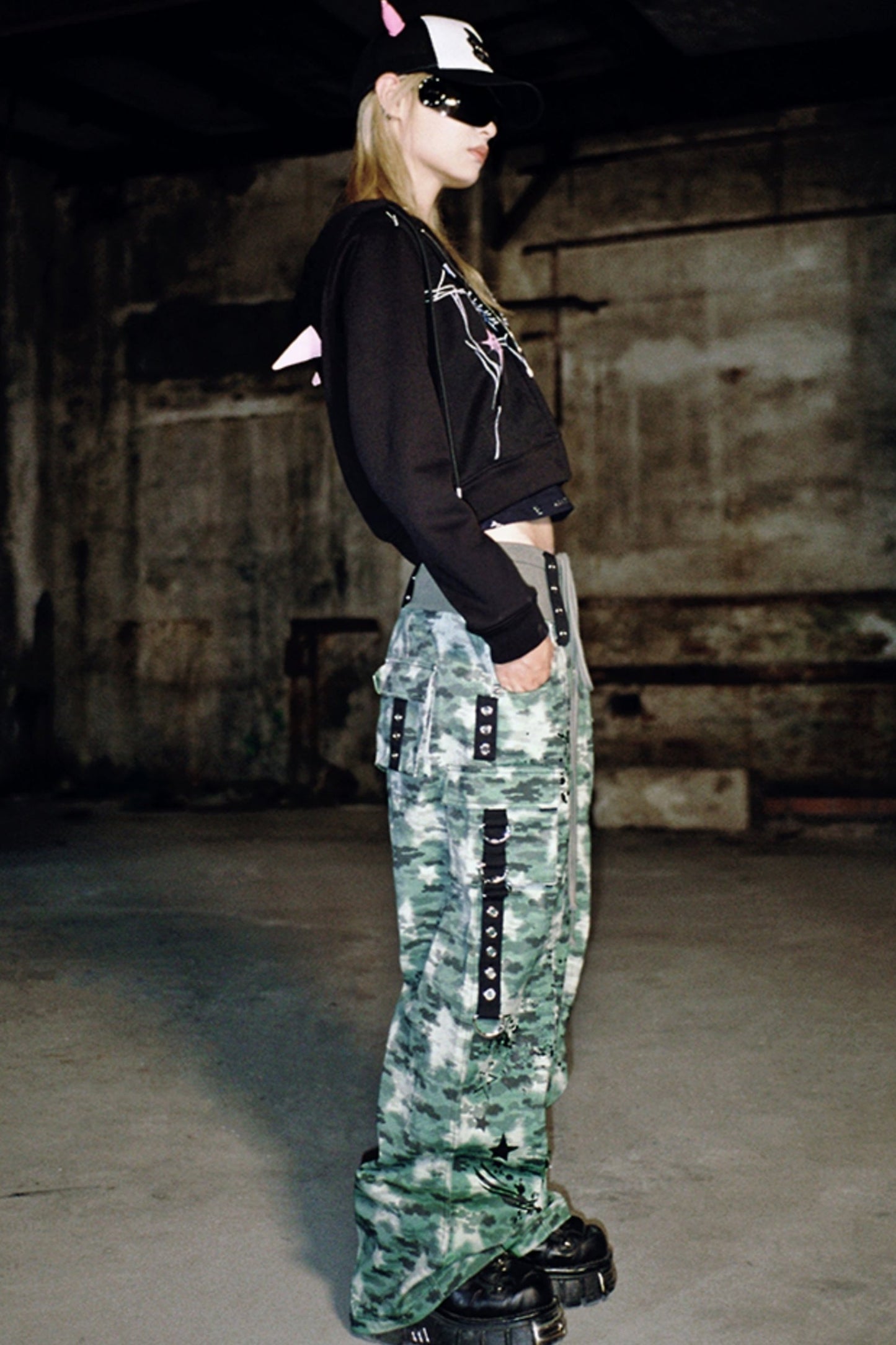 Camouflage Graphic Print Denim