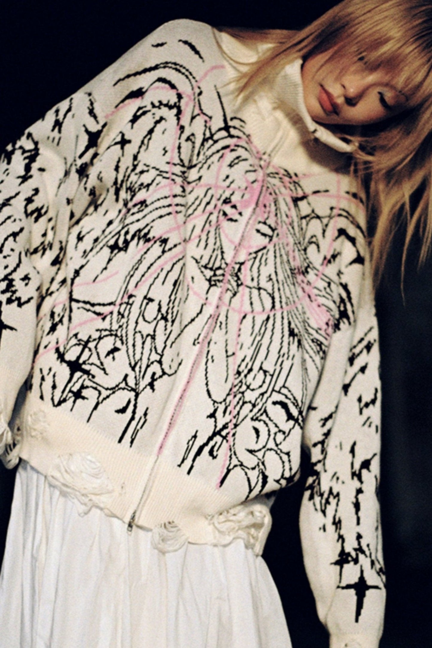 Angel Graphic Knitted Cardigan