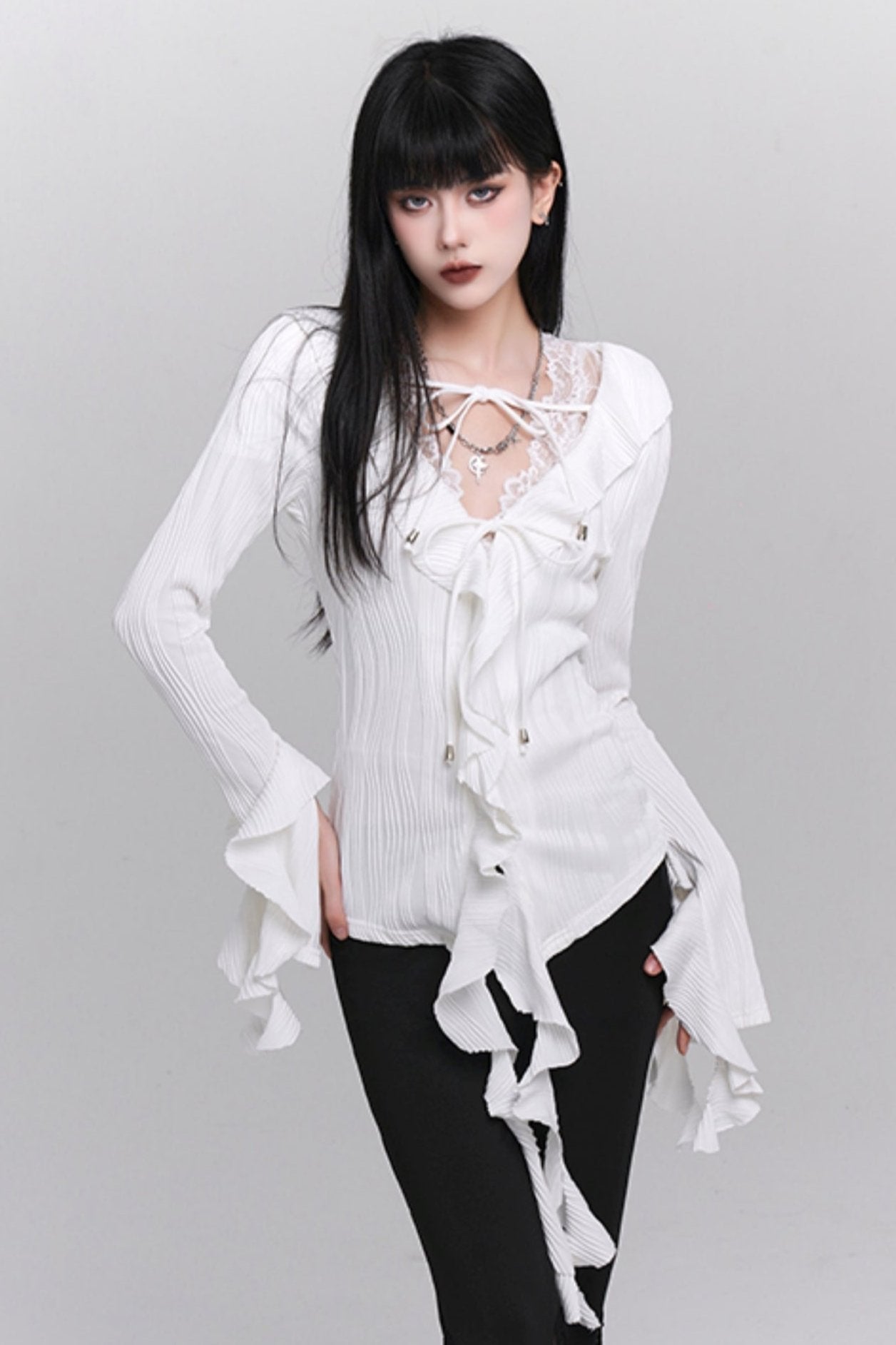 Ghost Girl Korean White Shirt Design Top