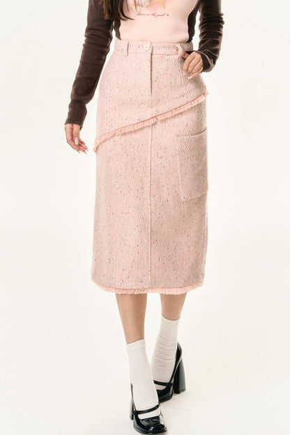 A-Line Polka Dot Tweed Skirt