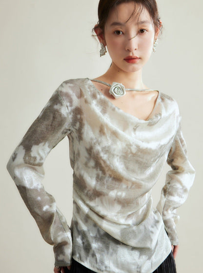 Chinese bronzing handmade flower collar top