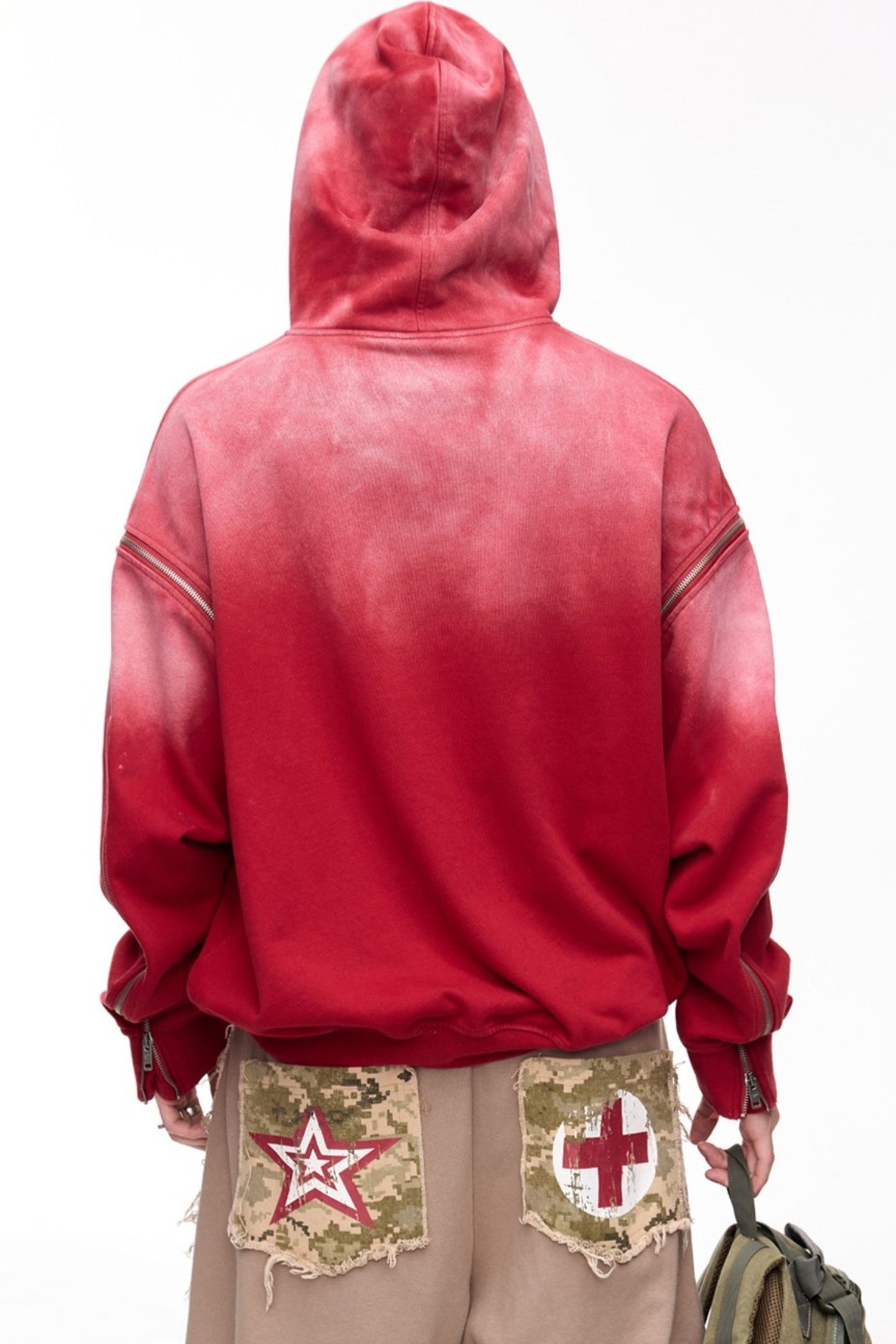 Red Distressed Baggy Hoodie