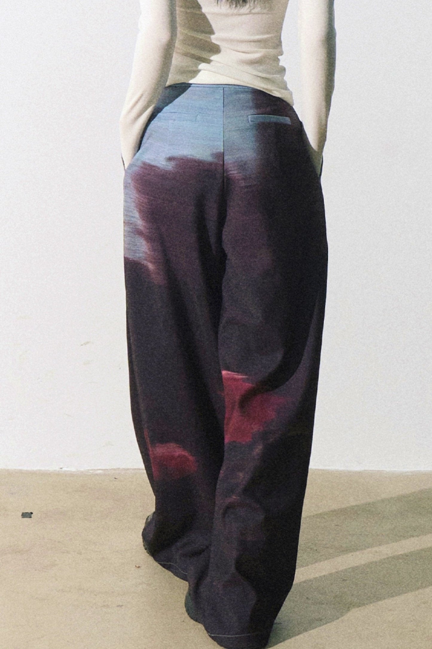 Sunset Print Loose Straight Pants