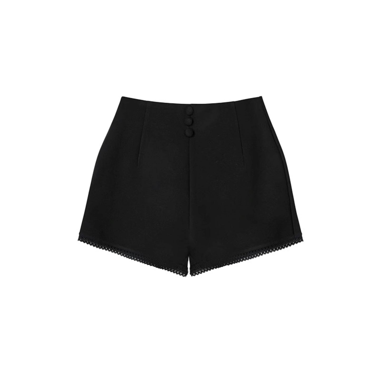 High-Waist Lace-Trim Casual Shorts