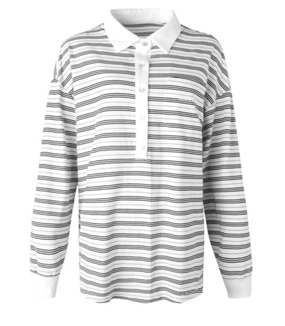 Striped Contrast Button-Down Loose Shirt