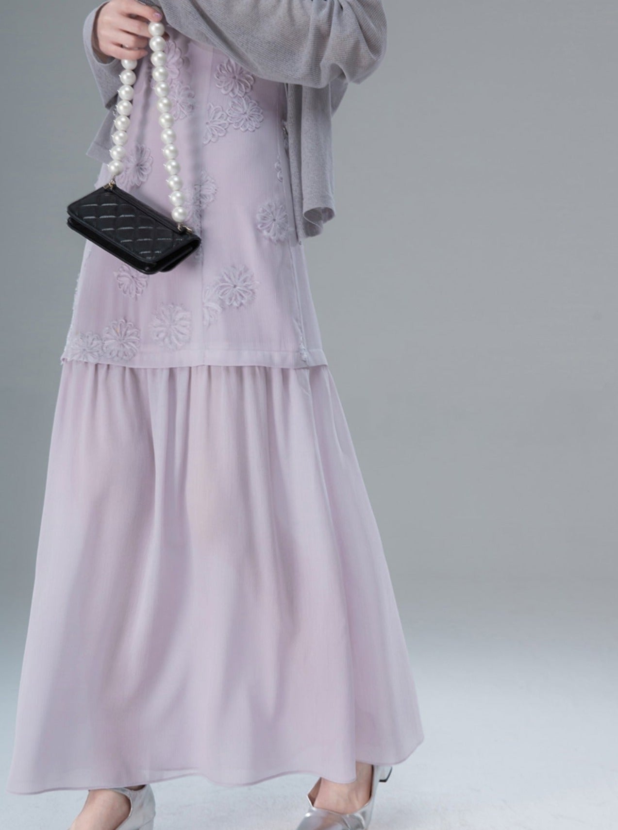 Light Purple Jacquard Slip Dress