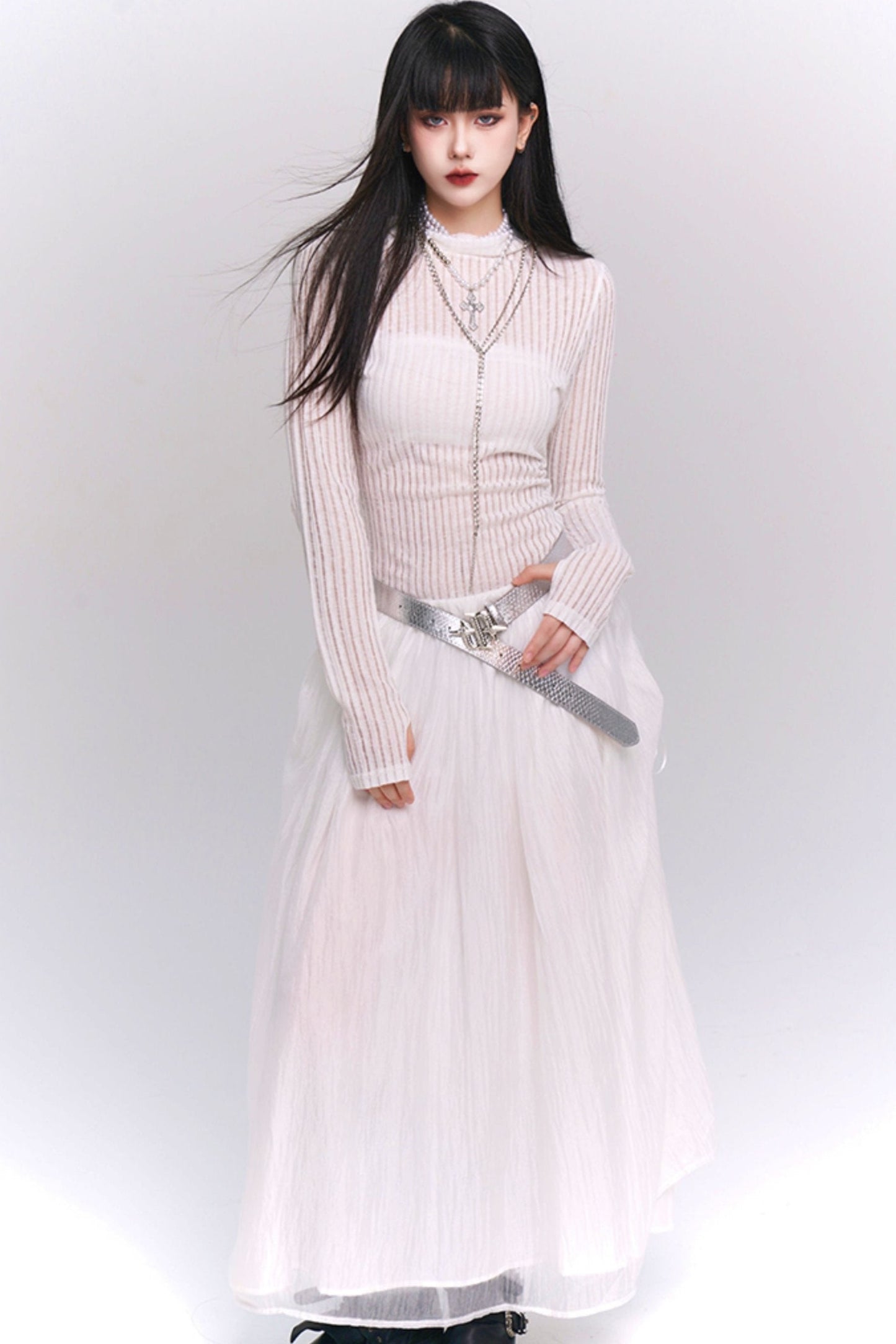 White Long-Sleeve Moonlight Dress