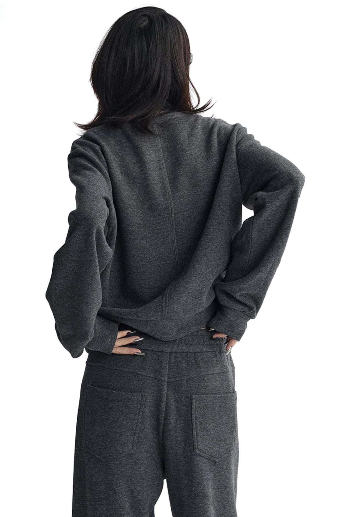 Dark Grey Split Cuff Sweatshirt Set-Up