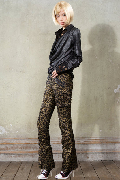 Low-Rise Leopard Print Trousers