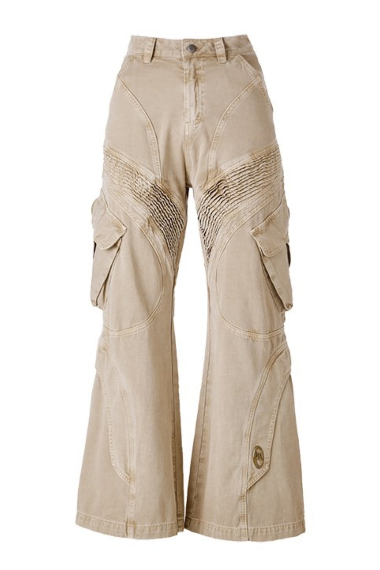 Bootcut Pleated Cargo Pants