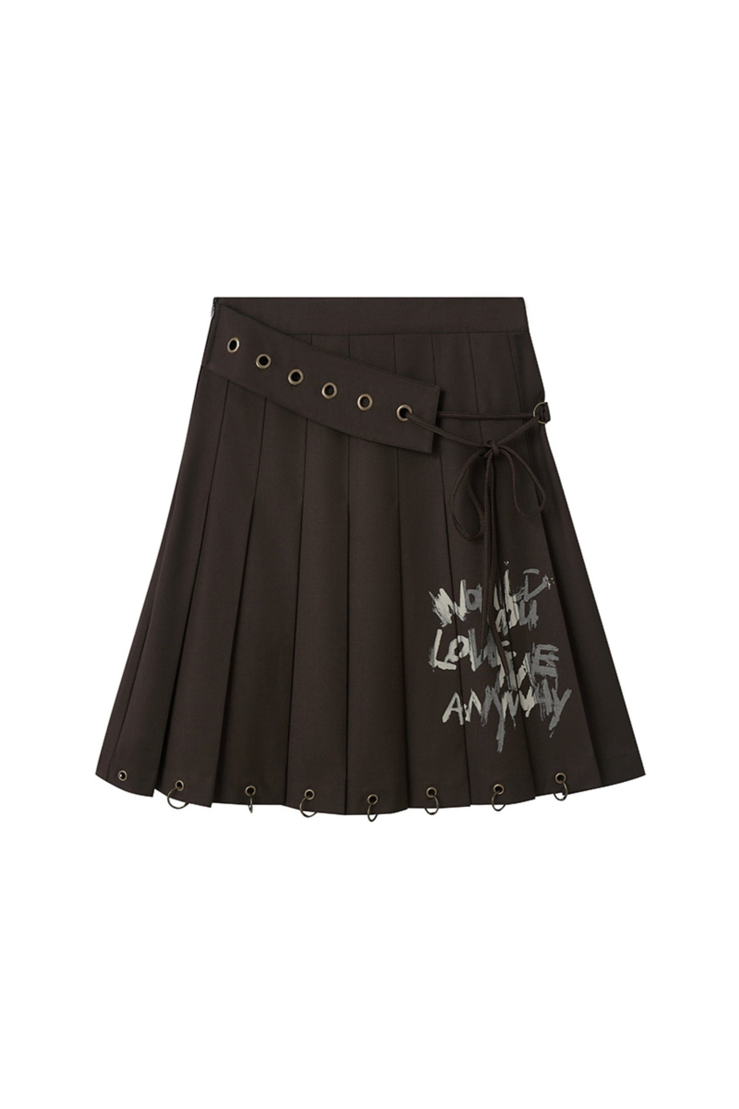 Graffiti Print Lace-Up Skirt