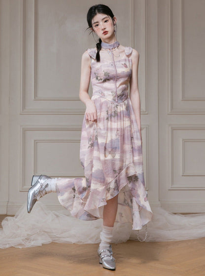 Rose Butterfly Print Dress