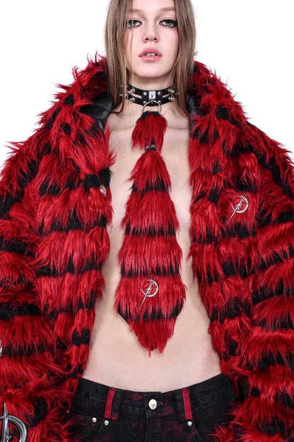 Punk Rivet Fur Collar Tie