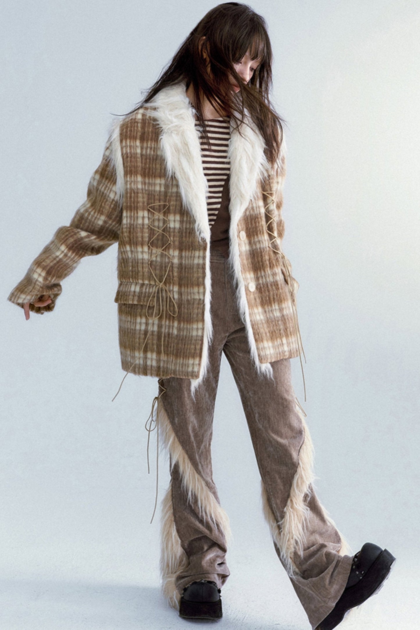 Plaid Tweed Loose Fit Jacket