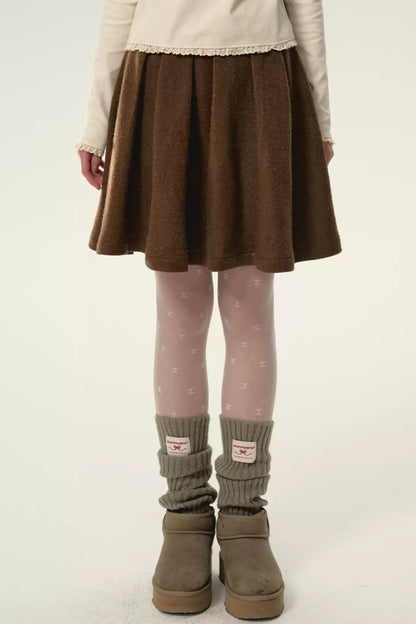 Racer-Shaped Tweed Midi Skirt