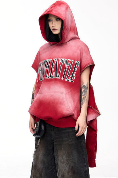 Red Distressed Baggy Hoodie