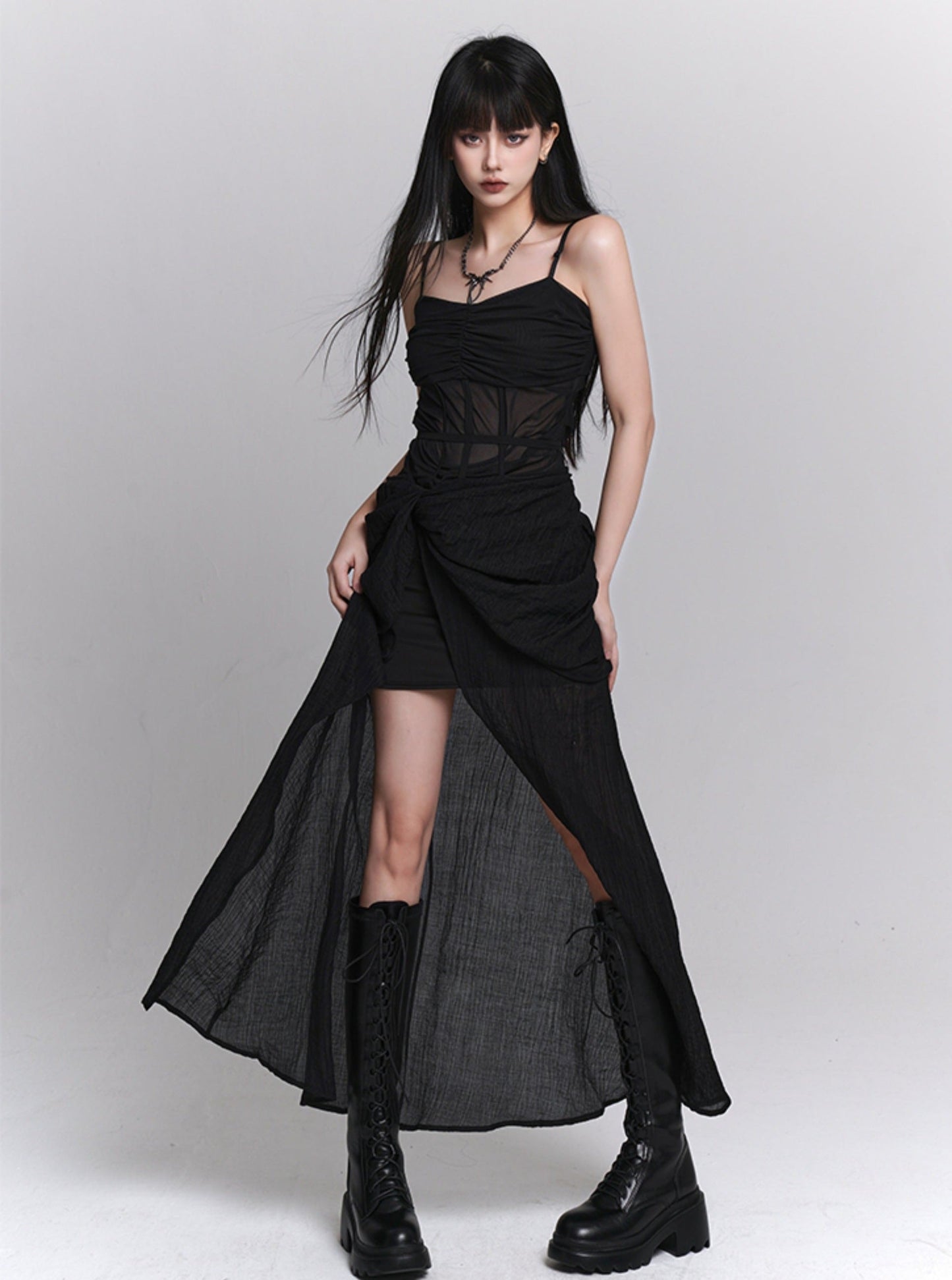 Adult Elegant Black Slip Dress