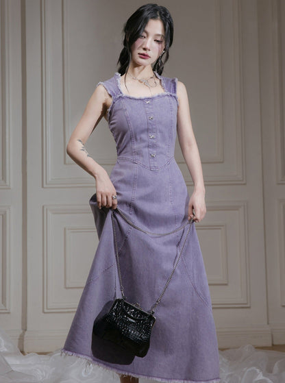 Purple Rose Denim Dress