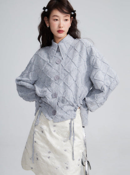 drawstring smocked short-sleeved shirt