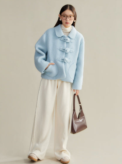 original design baby blue button coat