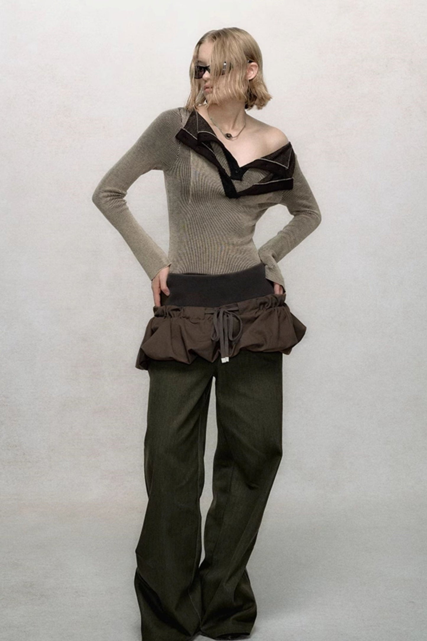 Retro Drawstring Loose Pants Set