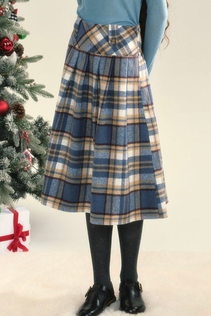 Slim Fit Plaid Pleated Skirt