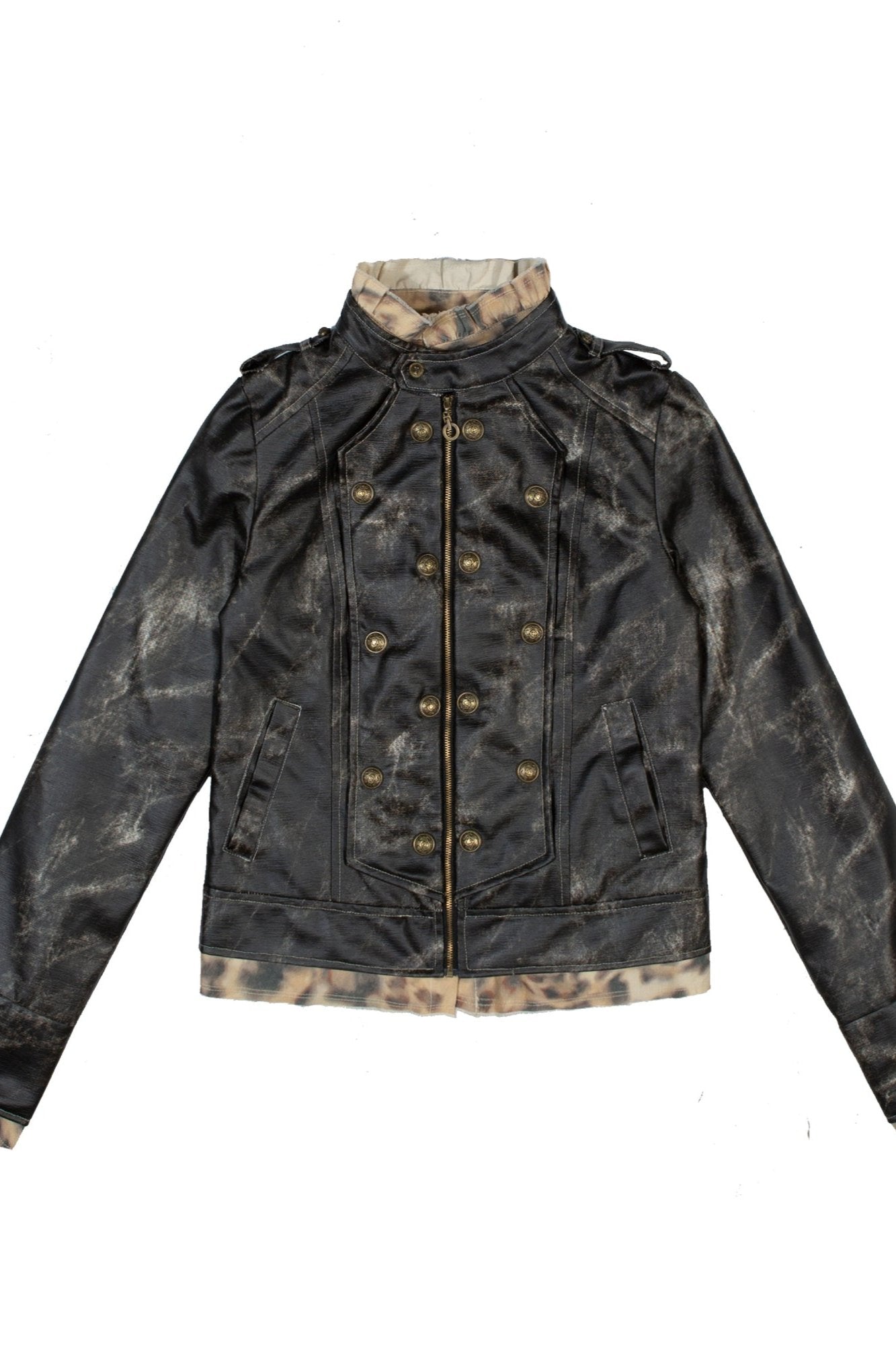 Rock Punk Distressed Leather Jacket