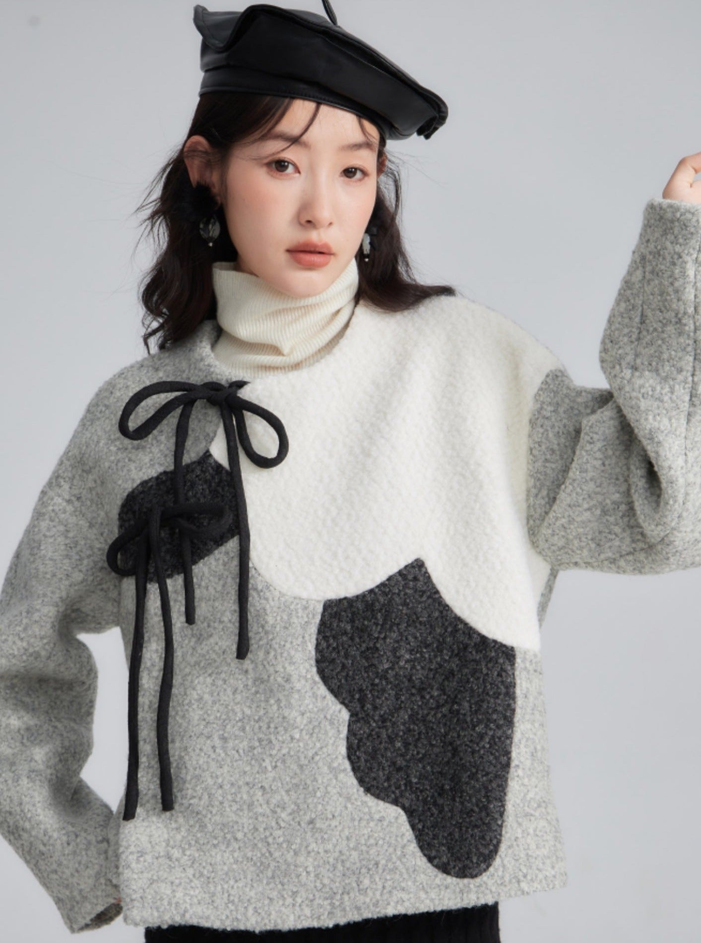 Chinese style woolen top