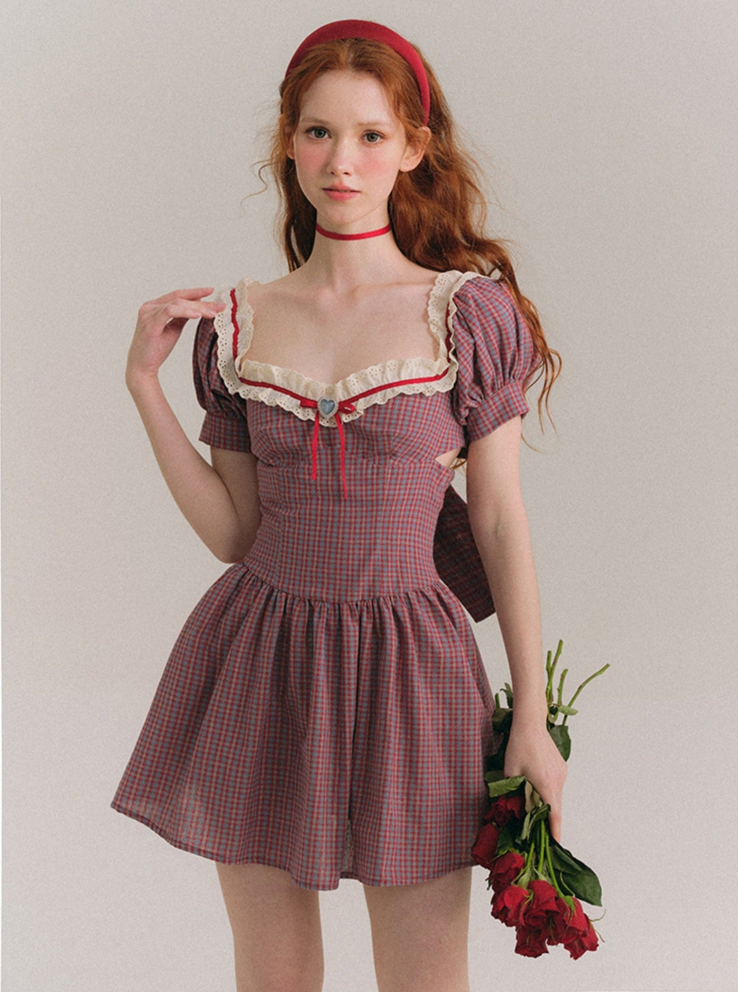 Glittering Plaid French Dress