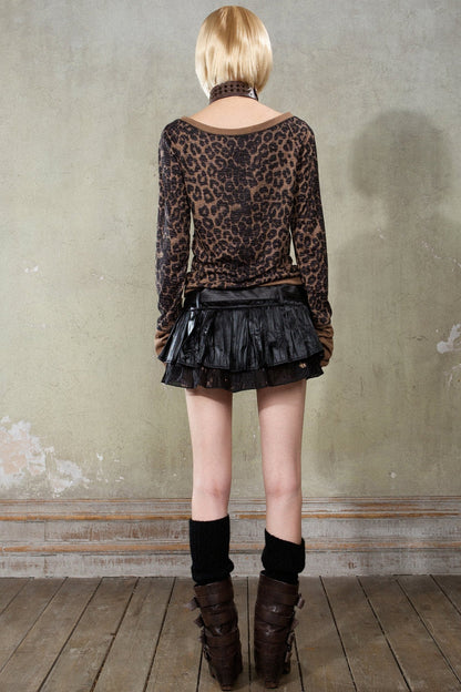 Slim Fit Spliced Leopard Top