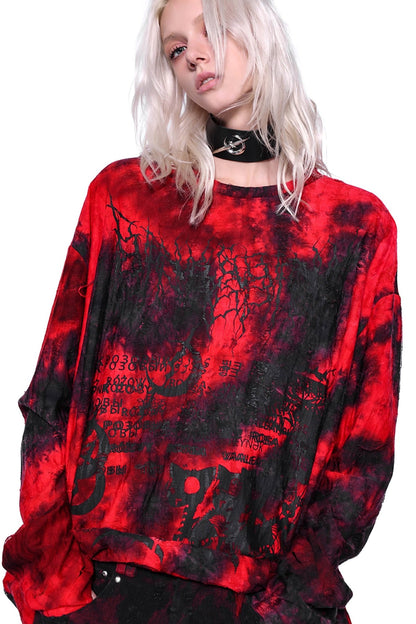 Grunge Red & Black Long T-Shirt