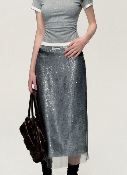 Summer Skin-Friendly Sequin Skirt