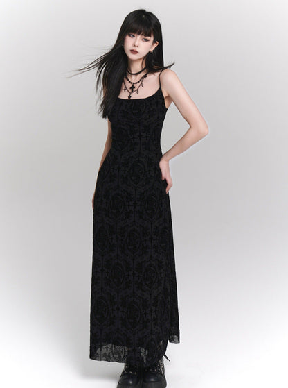 Black Retro Slip Dress