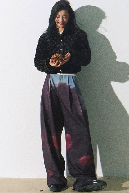 Sunset Print Loose Straight Pants