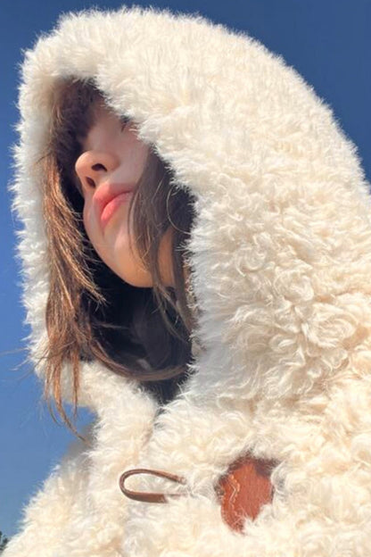 Lamb Roll Fur Hooded Jacket