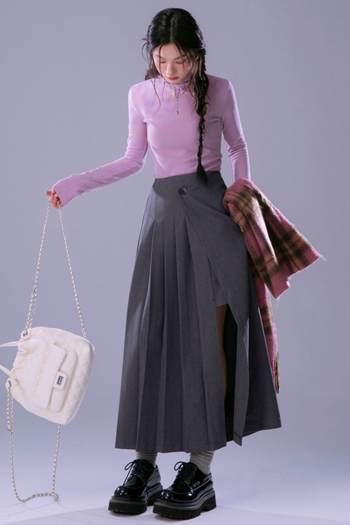 Moonlit Night Side Pleated Skirt