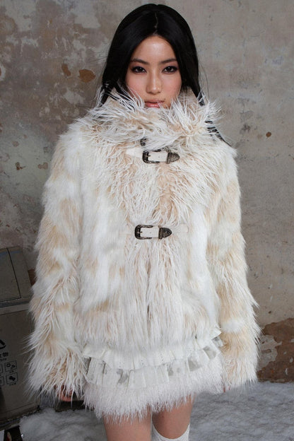 Loose Fit Fleece Fur Coat