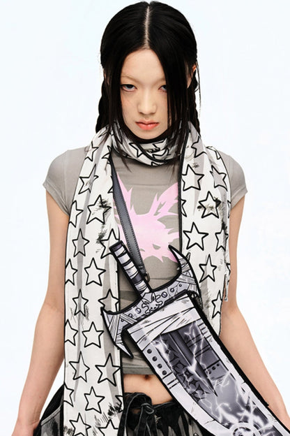 Star Graphic Knit Scarf