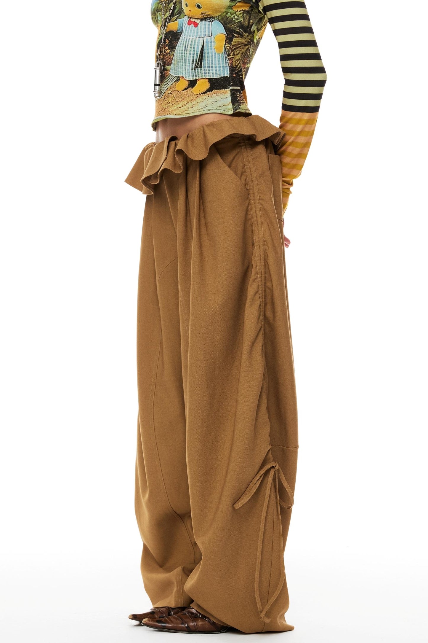 Lace Trim Wide Leg Pants