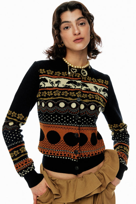 Fair Isle Wool Contrast Cardigan