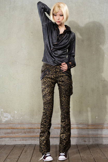 Low-Rise Leopard Print Trousers