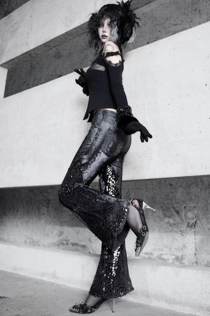 Patent Leather Gothic Flared Pants