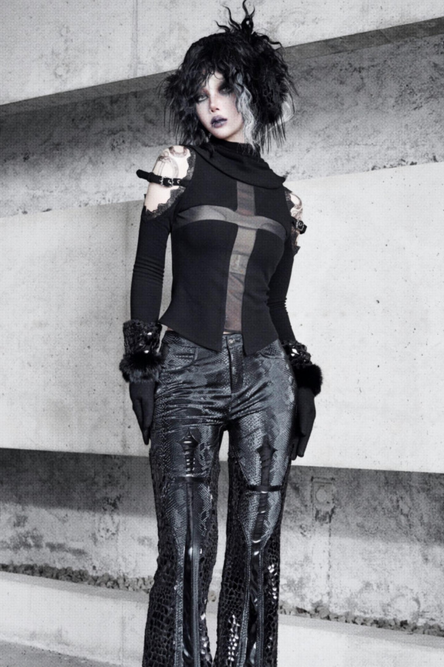 Patent Leather Gothic Flared Pants