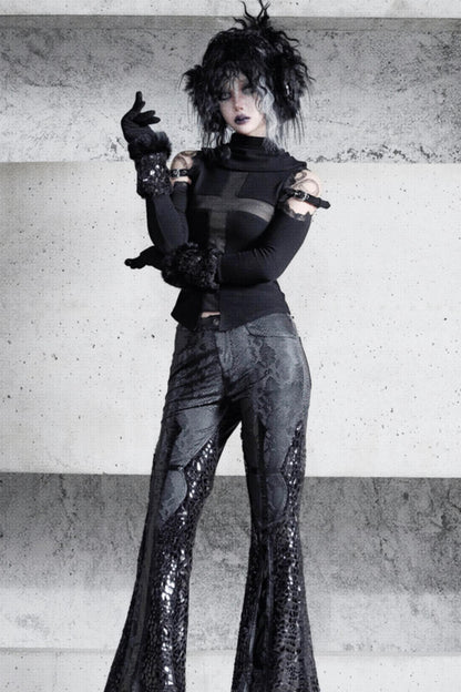 Patent Leather Gothic Flared Pants