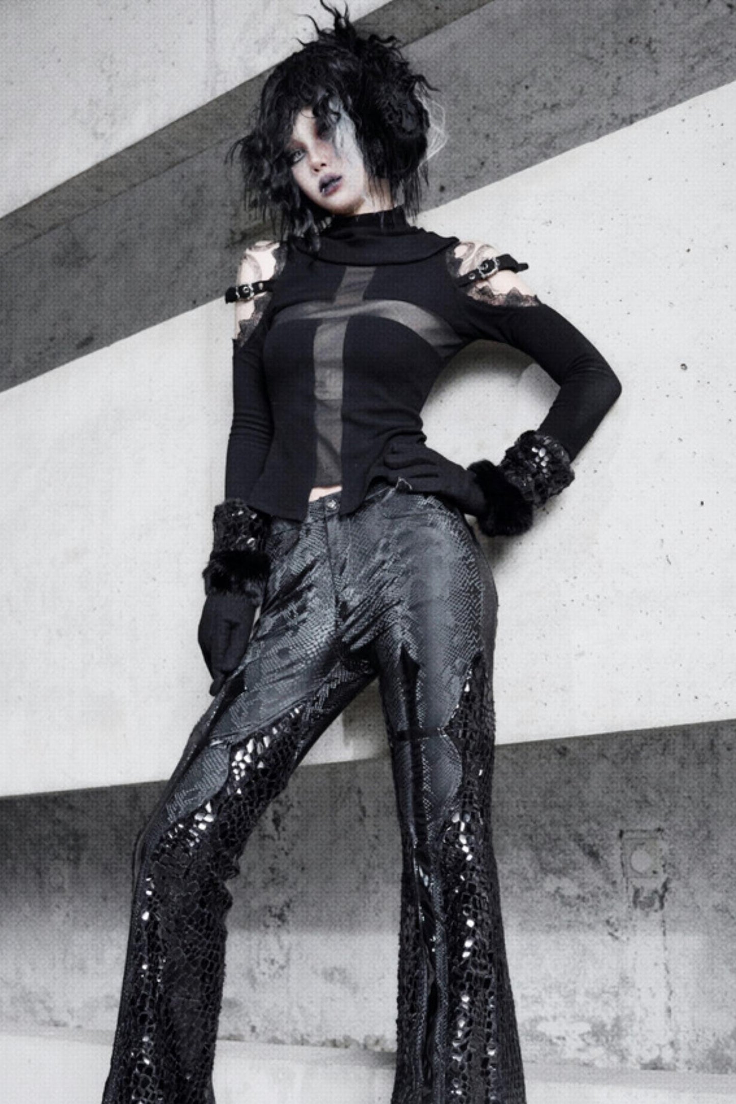 Patent Leather Gothic Flared Pants