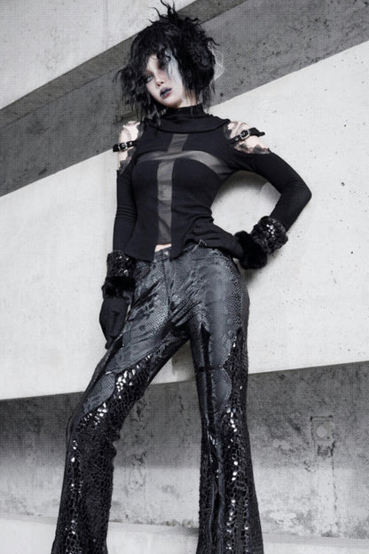 Patent Leather Gothic Flared Pants