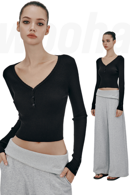 Pure Desire V-Neck Long Sleeve Top